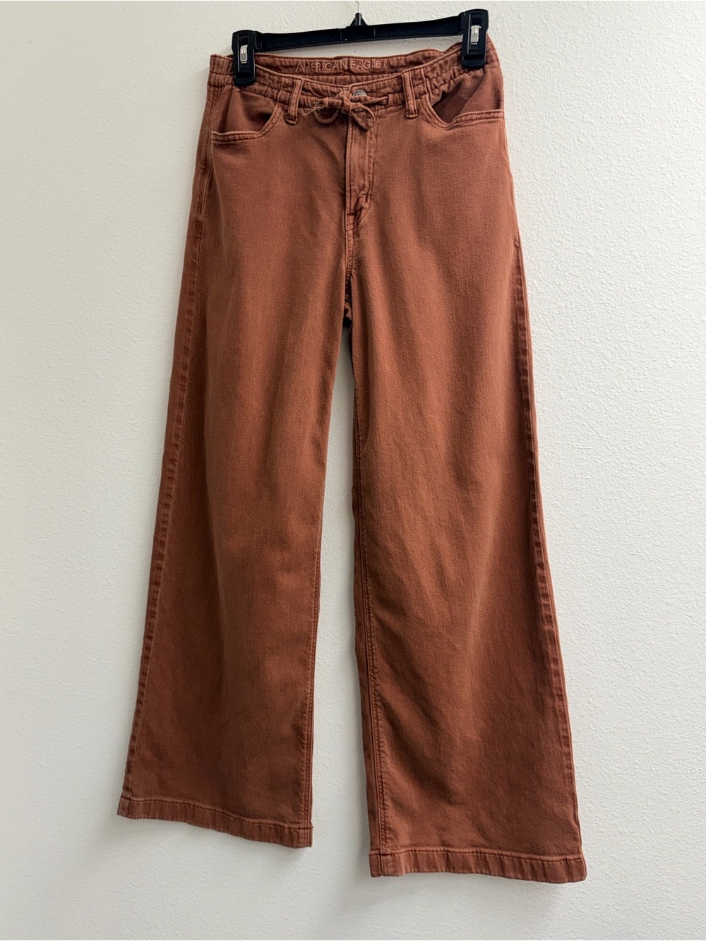American Eagle Outfitters Wide-Leg pants drawstring in Rust Brown size 00
